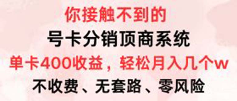 （12820期）号卡分销顶商系统，单卡400+收益。0门槛免费领，月入几W超轻松！-虫2小屋
