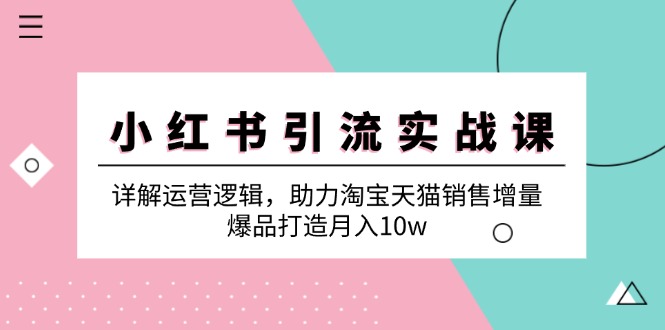 （12809期）小红书引流实战课：详解运营逻辑，助力淘宝天猫销售增量，爆品打造月入10w-虫2小屋
