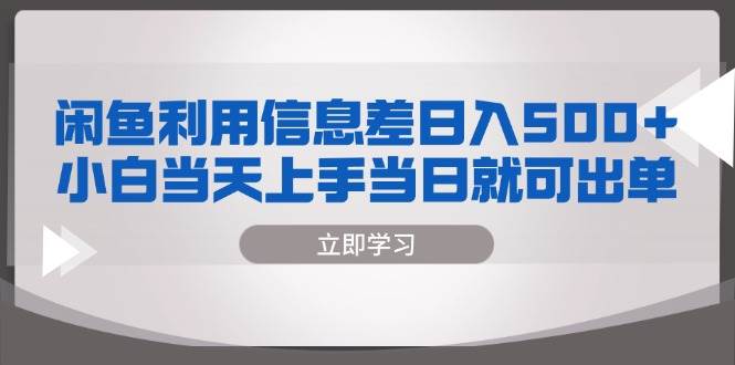 （13170期）闲鱼利用信息差 日入500+  小白当天上手 当日就可出单-虫2小屋
