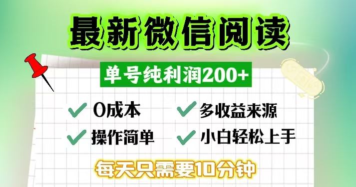 （13108期）微信阅读最新玩法，每天十分钟，单号一天200+，简单0零成本，当日提现-虫2小屋
