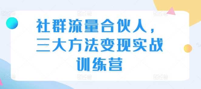 社群流量合伙人，三大方法变现实战训练营-虫2小屋