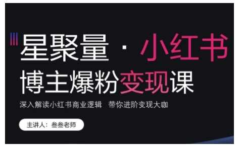 小红书博主爆粉变现课，深入解读小红书商业逻辑，带你进阶变现大咖-虫2小屋