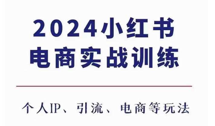 2024小红书电商3.0实战训练，包含个人IP、引流、电商等玩法-虫2小屋