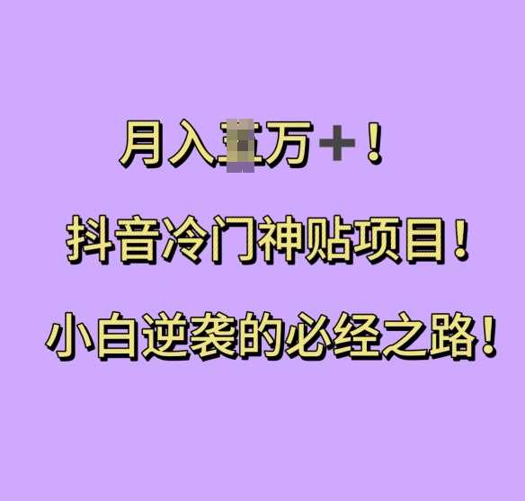 抖音冷门神贴项目，小白逆袭的必经之路，月入过W【揭秘】-虫2小屋