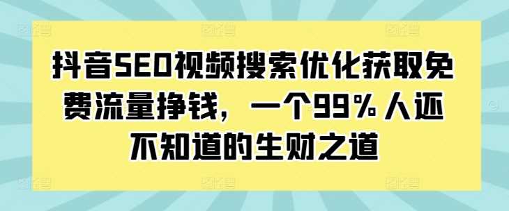 抖音SEO视频搜索优化获取免费流量挣钱，一个99%人还不知道的生财之道-虫2小屋