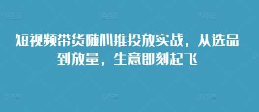 短视频带货随心推投放实战，从选品到放量，生意即刻起飞-虫2小屋