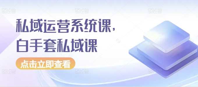 私域运营系统课，白手套私域课-虫2小屋