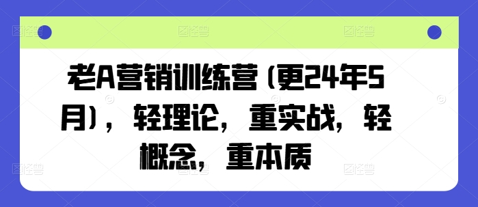 老A营销训练营(更24年11月)，轻理论，重实战，轻概念，重本质-虫2小屋
