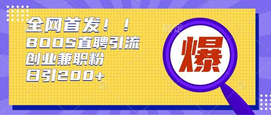 通过Boss直聘，每天轻松钓到200+多条创业大鱼的秘籍【揭秘】-虫2小屋