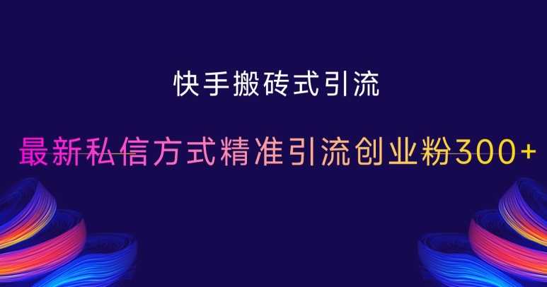 快手搬砖式引流，最新私信方式精准引流创业粉300+-虫2小屋
