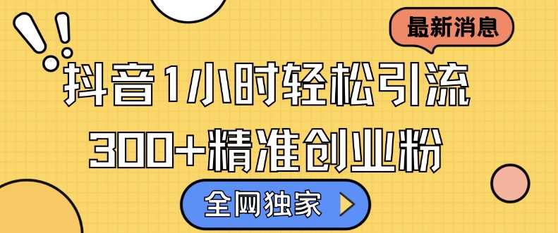 全网独家抖音引流，轻松日引300+精准创业粉【揭秘】-虫2小屋