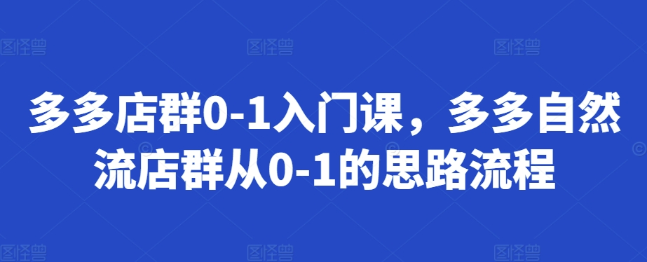 多多店群0-1入门课，多多自然流店群从0-1的思路流程-虫2小屋