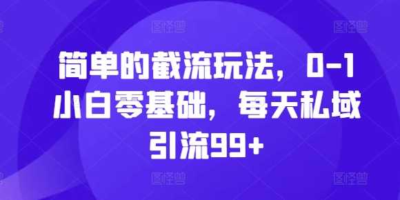 简单的截流玩法，0-1小白零基础，每天私域引流99+【揭秘】-虫2小屋