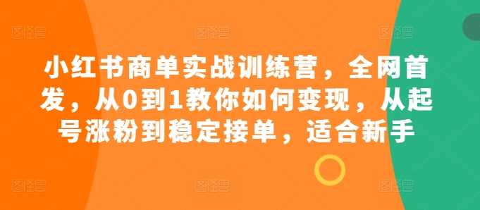 小红书商单实战训练营，全网首发，从0到1教你如何变现，从起号涨粉到稳定接单，适合新手-虫二网创