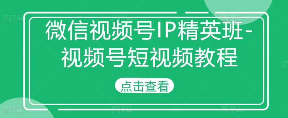 微信视频号IP精英班-视频号短视频教程-虫2小屋