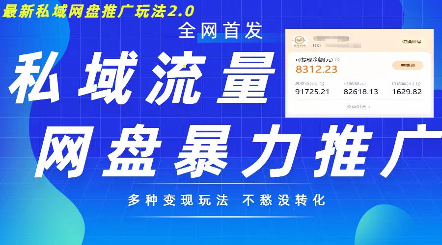 最新暴力私域网盘拉新玩法2.0，多种变现模式，并打造私域回流，轻松日入500+【揭秘】-虫2小屋