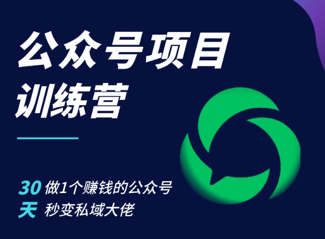 公众号项目训练营，30天做1个赚钱的公众号，秒变私域大佬-虫2小屋