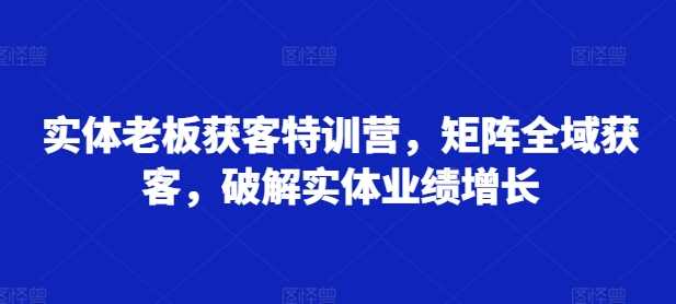 实体老板获客特训营，矩阵全域获客，破解实体业绩增长-虫2小屋