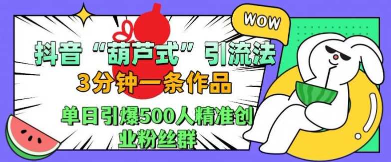 抖音葫芦式引流法，三分钟一条作品，单日引爆抖音500人精准创业粉丝群【揭秘】-虫2小屋