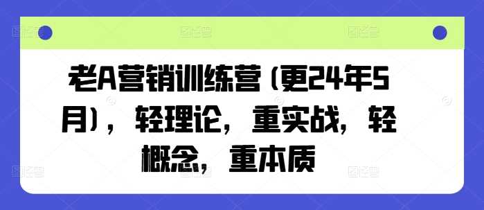 老A营销训练营(更24年10月)，轻理论，重实战，轻概念，重本质-虫2小屋