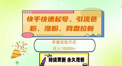 快手快速起号，引流s粉、涨粉、网盘拉新多重变现方式，月入1w【揭秘】-虫2小屋