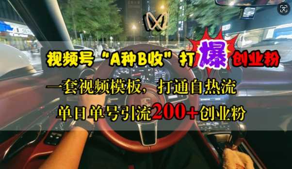 视频号“A种B收”打爆创业粉，一套视频模板打通自热流，单日单号引流200+创业粉-虫2小屋