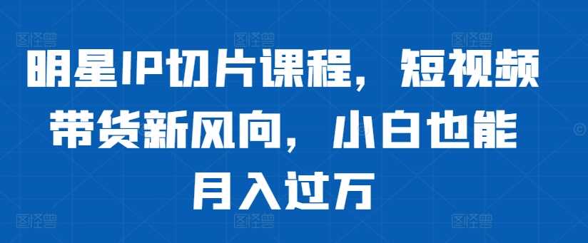 明星IP切片课程，短视频带货新风向，小白也能月入过万-虫2小屋