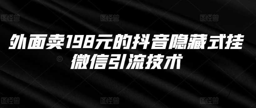 外面卖198元的抖音隐藏式挂微信引流技术-虫2小屋