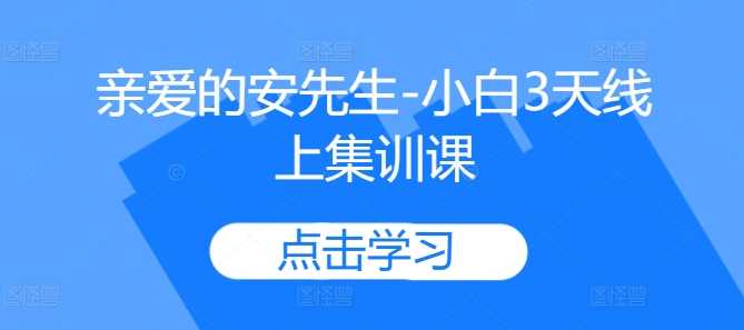 亲爱的安先生-小白3天线上集训课-虫2小屋