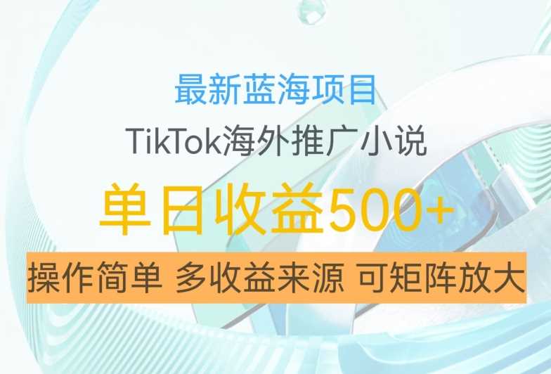 最新蓝海项目，利用tiktok海外推广小说赚钱佣金，简单易学，日入500+，可矩阵放大【揭秘】-虫2小屋
