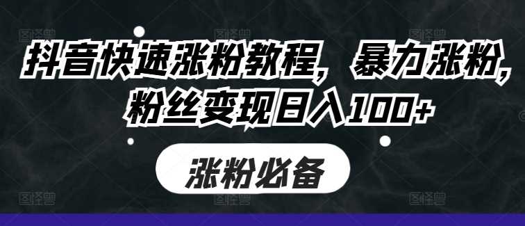 抖音快速涨粉教程，暴力涨粉，粉丝变现日入100+-虫2小屋