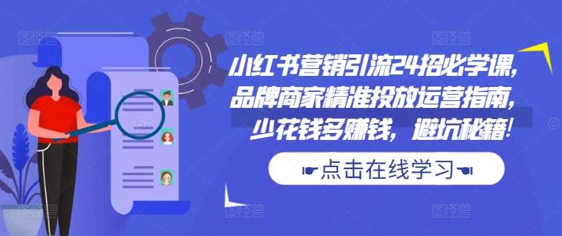 小红书营销引流24招必学课，品牌商家精准投放运营指南，少花钱多赚钱，避坑秘籍!-虫2小屋