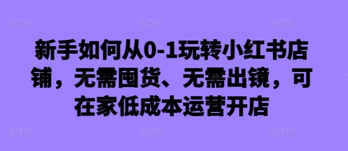新手如何从0-1玩转小红书店铺，无需囤货、无需出镜，可在家低成本运营开店-虫2小屋