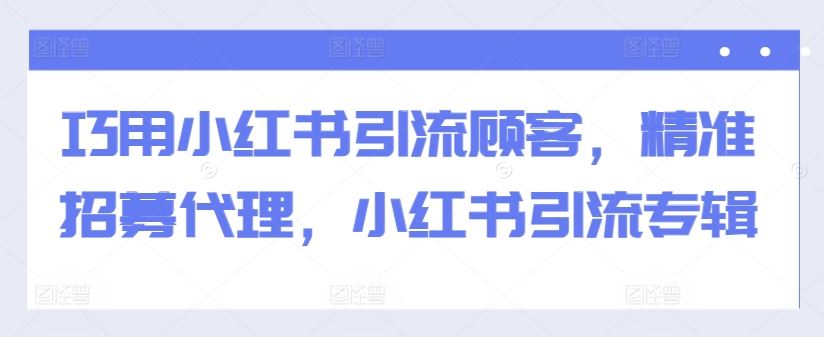 巧用小红书引流顾客，精准招募代理，小红书引流专辑-虫2小屋