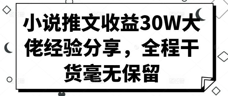 小说推文收益30W大佬经验分享，全程干货毫无保留-虫2小屋