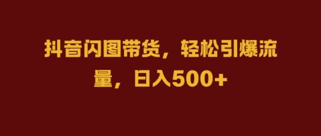 抖音闪图带货，轻松引爆流量，日入几张【揭秘】-虫2小屋