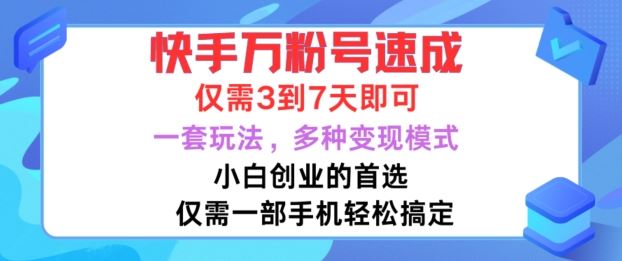 快手万粉号速成，仅需3到七天，小白创业的首选，一套玩法，多种变现模式【揭秘】-虫2小屋