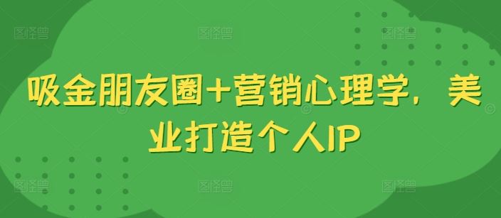 吸金朋友圈+营销心理学，美业打造个人IP-虫2小屋
