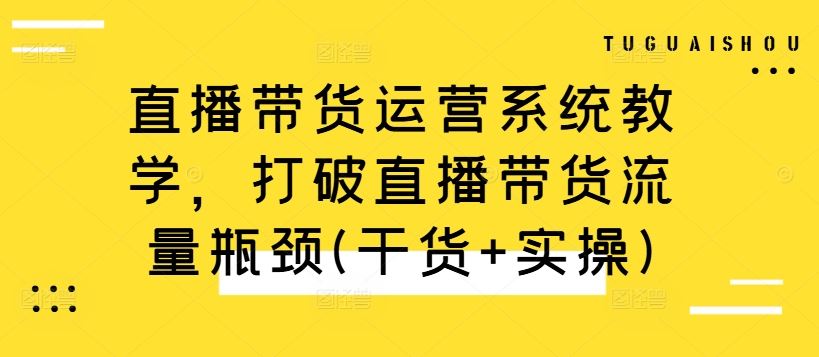 直播带货运营系统教学，打破直播带货流量瓶颈(干货+实操)-虫2小屋