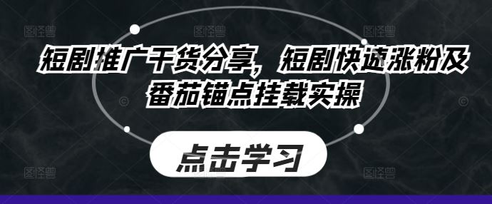 短剧推广干货分享，短剧快速涨粉及番茄锚点挂载实操-虫2小屋