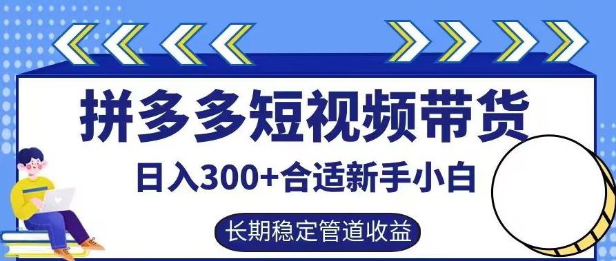 拼多多短视频带货日入300+有长期稳定被动收益，合适新手小白【揭秘】-虫2小屋
