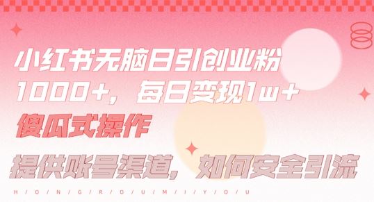 小红书无脑每日引流创业粉500+，小白每天只花半小时，躺赚长尾收益【揭秘】-虫2小屋