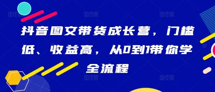 抖音图文带货成长营，门槛低、收益高，从0到1带你学全流程-虫2小屋