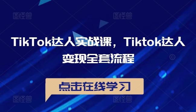 TikTok达人实战课，Tiktok达人变现全套流程-虫2小屋