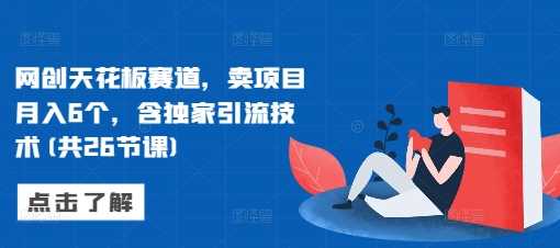 网创天花板赛道，卖项目月入6个，含独家引流技术(共26节课)-虫2小屋