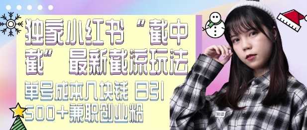 最新小红书截流玩法 独家截中截 单号成本几块钱 日引500+CY粉JZ粉-虫2小屋