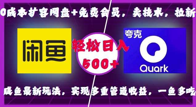 0成本扩容网盘+免费会员，卖技术，拉新，咸鱼最新玩法，实现多重管道收益，一鱼多吃，轻松日入500+-虫2小屋