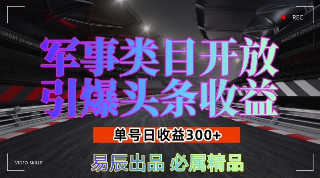 军事类目开放引爆头条收益，单号日入3张，新手也能轻松实现收益暴涨【揭秘】-虫2小屋