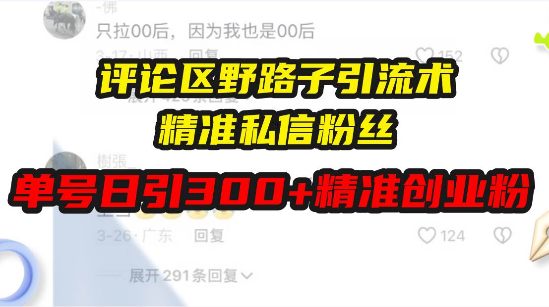 （13676期）评论区野路子引流术，精准私信粉丝，单号日引流300+精准创业粉-虫2小屋