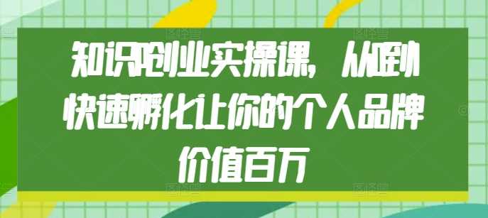 知识IP创业实操课，从0到1快速孵化让你的个人品牌价值百万-虫2小屋